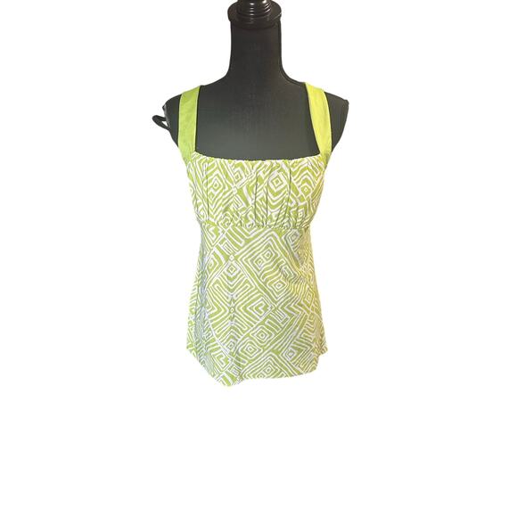 Gold Flava Green geometric maze print top - Picture 1 of 7